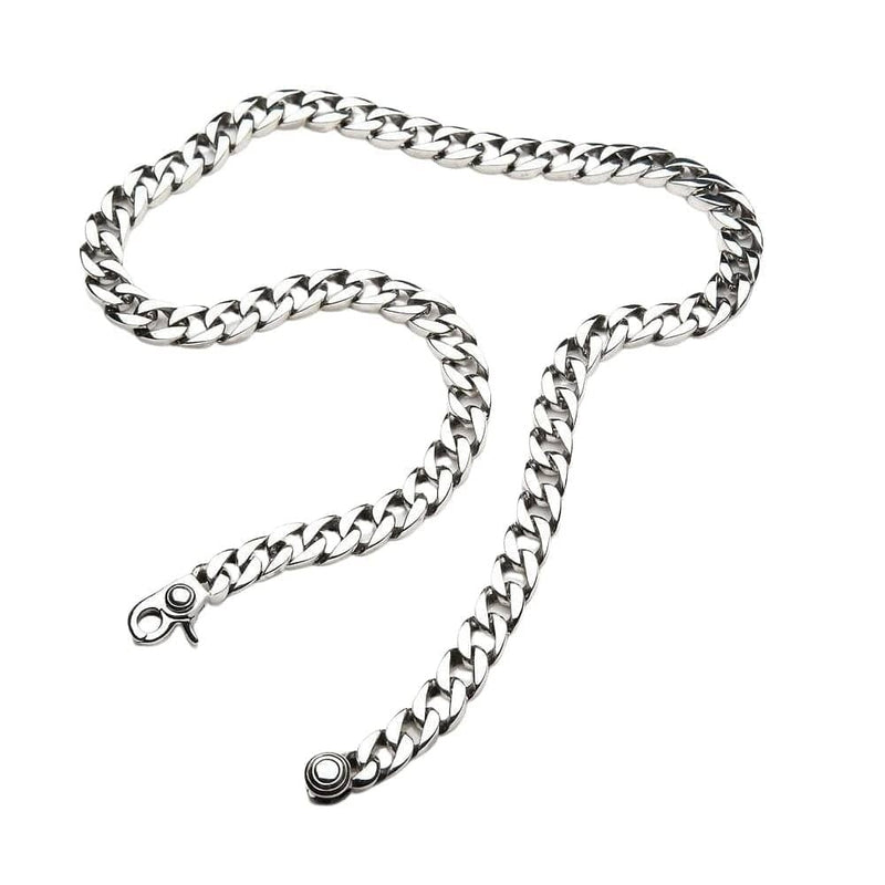 925 sterling silver Cuban link chain necklace with lobster clasp on white background
