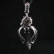 Black Onyx Angel Dragon 925 Sterling Silver Gothic Pendant