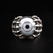 Evil Eyeball Sterling Silver Claw Gothic Ring