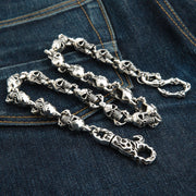 Flame Phantom Skull Sterling Silver Wallet Chain