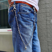 Flame Skull Sterling Silver Biker Wallet Chain