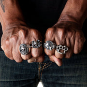 Horseshoe Sterling Silver Skull Biker Rings