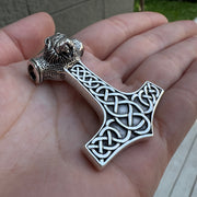 Lion Knot Sterling Silver Thors Hammer Viking Pendant