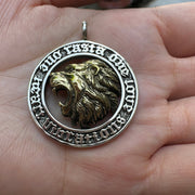 Rasta Lion Brass Sterling Silver Coin Pendant