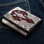 Red Stingray Gray Leather Cross Biker Wallet
