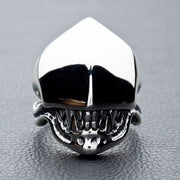 Alien Head Sterling Silver Biker Ring