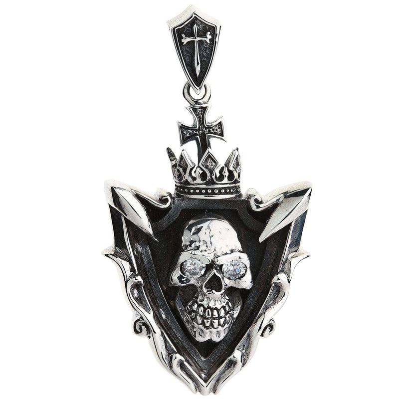 Stříbrný přívěsek s diamantovýma očima lebky Blade Tribal