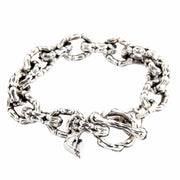Full view of Sterling Silver Bone Link Bracelet showing interlocking skeletal links