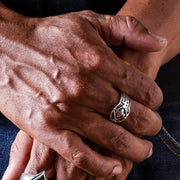 Celtic Cross Sterling Silver Band Ring on Hand
