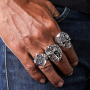 Cross Skull Skeleton Sterling Silver Gothic Rings