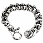 Diamond Skull Bracelet featuring heavy sterling silver curb chain links