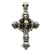 Gold Stack Cross Skull Sterling Silver Gothic Pendant