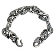 A heavy 94-gram snake link bracelet in 925 sterling silver with a snake hook clasp.