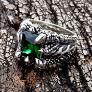 A side profile of the men's dragon claw ring, showing the intricate scaly texture on the band.