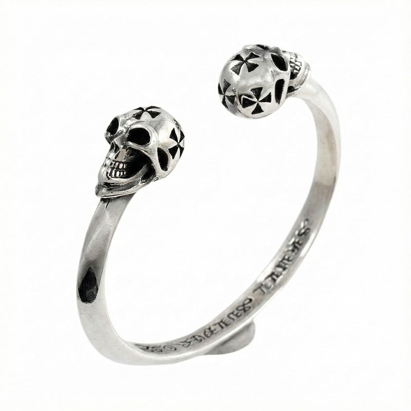 Side profile of the heavy silver cuff showing the solid band thickness and polished finish.