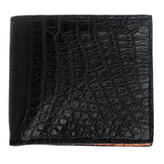 The elegant black exterior of the men's genuine crocodile belly skin wallet, showing the unique scale texture.