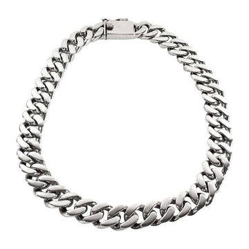 Collana catena cubana da uomo 18mm in argento sterling massiccio 315g con chiusura a scatola, disposta in piano a cerchio