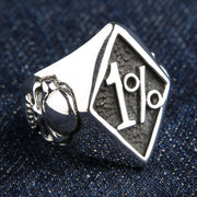 Outlaw 1% Biker Ring in Sterling Silver