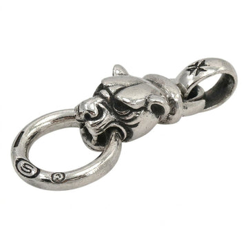 Solid sterling silver panther head pendant featuring a heavy-duty clasp and oversized bail ring for dual function.