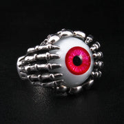 Red Eye Claw Sterling Silver Gothic Ring