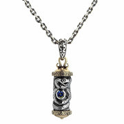 Роллер Змей 925 стерлингового серебра готический подвеска с мистическим топазом и латунными инкрустациями вид спереди