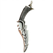 Front view of Tribal Blade Knife Pendant showing intricate engravings