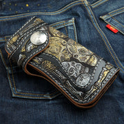 Skeleton Skull Genuine Leather Biker Wallet