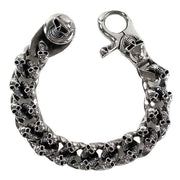 Skull Link Sterling Silver Biker Men's Bracelet