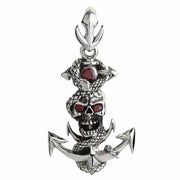 Snake Rope Anchor Sterling Silver Skull Pendant