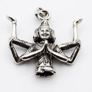 .925純銀梵天吊墜正面展示圖,精雕多面造型,四臂合十,工藝細膩。