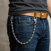 925 стерлинговое серебро tribal barrel roller цепочка для кошелька, носимая на джинсах с надежными застежками