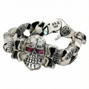 Angled view highlighting the tribal carved links and secure clasp mechanism