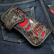 Custom Handmade Skull Genuine Leather Biker Wallet