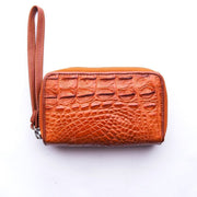 Light Brown Crocodile Leather Zip Wallet