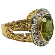 Yellow Gold Bishop Men's Peridot Ring