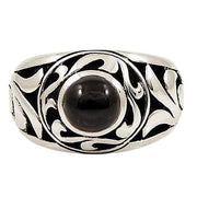 Tribal Black Onyx Sterling Silver Mens Ring