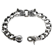 Small Bulldog Head 925 Sterling Silver Bracelet