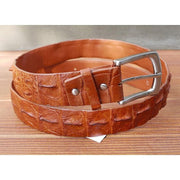 Cognac Crocodile Leather Men's Belt
