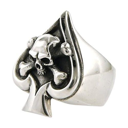 Anello a croce con teschio in argento sterling con accenti d'oro