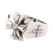 diamond cross sterling silver men's ring