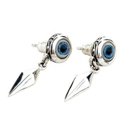 Sterling Silver Evil Eye Fang Stud Earrings-Bikerringshop