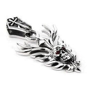 Sterling Silver Flame Blade Skull Biker Pendant