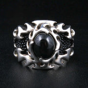 Flame Stingray Sterling Silver Biker Ring