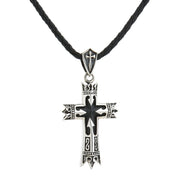 Guardian knight cross necklace sterling silver with black onyx