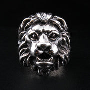 A heavy 37-gram lion ring for men, highlighting its massive size and the intricate detail of its handmade craftsmanship.