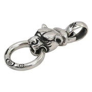 A heavy, 50-gram solid sterling silver panther pendant and clasp, featuring a large ring for attachment.