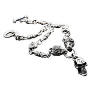 Lion Skull Sterling Silver Biker Necklace