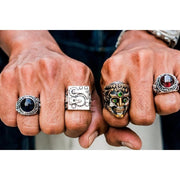 Sterling Silver Biker Rings on Hand