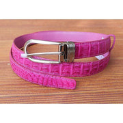 pink crocodile leather womens belt