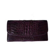Purple Crocodile Leather Trifold Women's Wallet Purse
